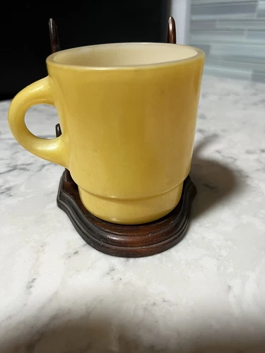 Vintage 1950s Anchor Hocking Fire King Coffee Cup Mug Yellow Stackable