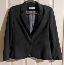 Calvin Klein Blazer 8 Gray Single Breasted Modern Classic Career Wear to Work