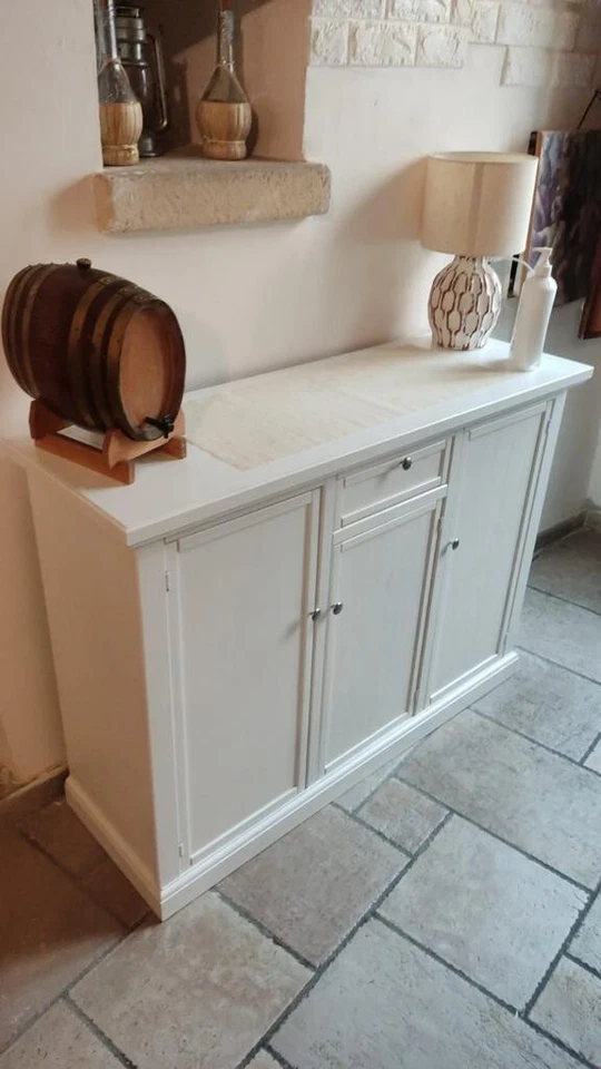 Credencia Aparador De 3 Puertas 1 Cajón Blanco Matt Arte Pobre CM 120x40x88H - Imagen 4 de 4