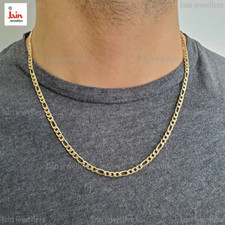 Cadena collar unisex de eslabones de oro real de 18 quilates, 22 quilates con sello de oro Figaro 3,5 mm
