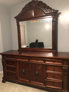 bedroom set queen furniture used Cherry Wood | eBay