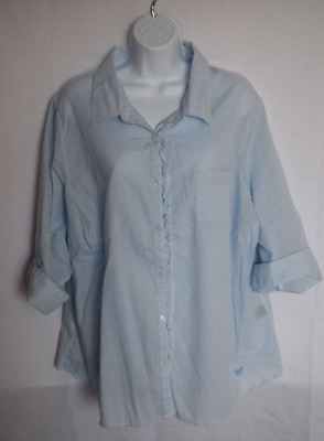 NWT Avenue Blue Plaid Long Sleeve Button Up Womens Size 22/24