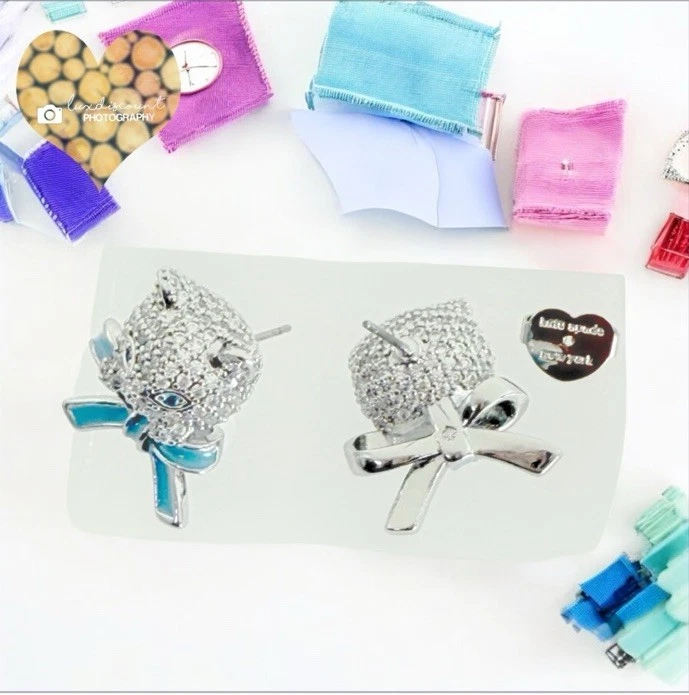 Kate Spade Pretty Kitty Pave Crystal Earrings. Retail $128 Limited Edition - Image 4 of 4