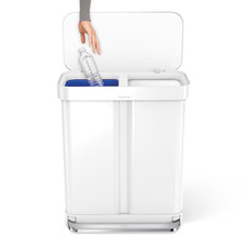 Simplehuman Dual Compartment Liner Pocket Recycler 58 L Brushed Steel White