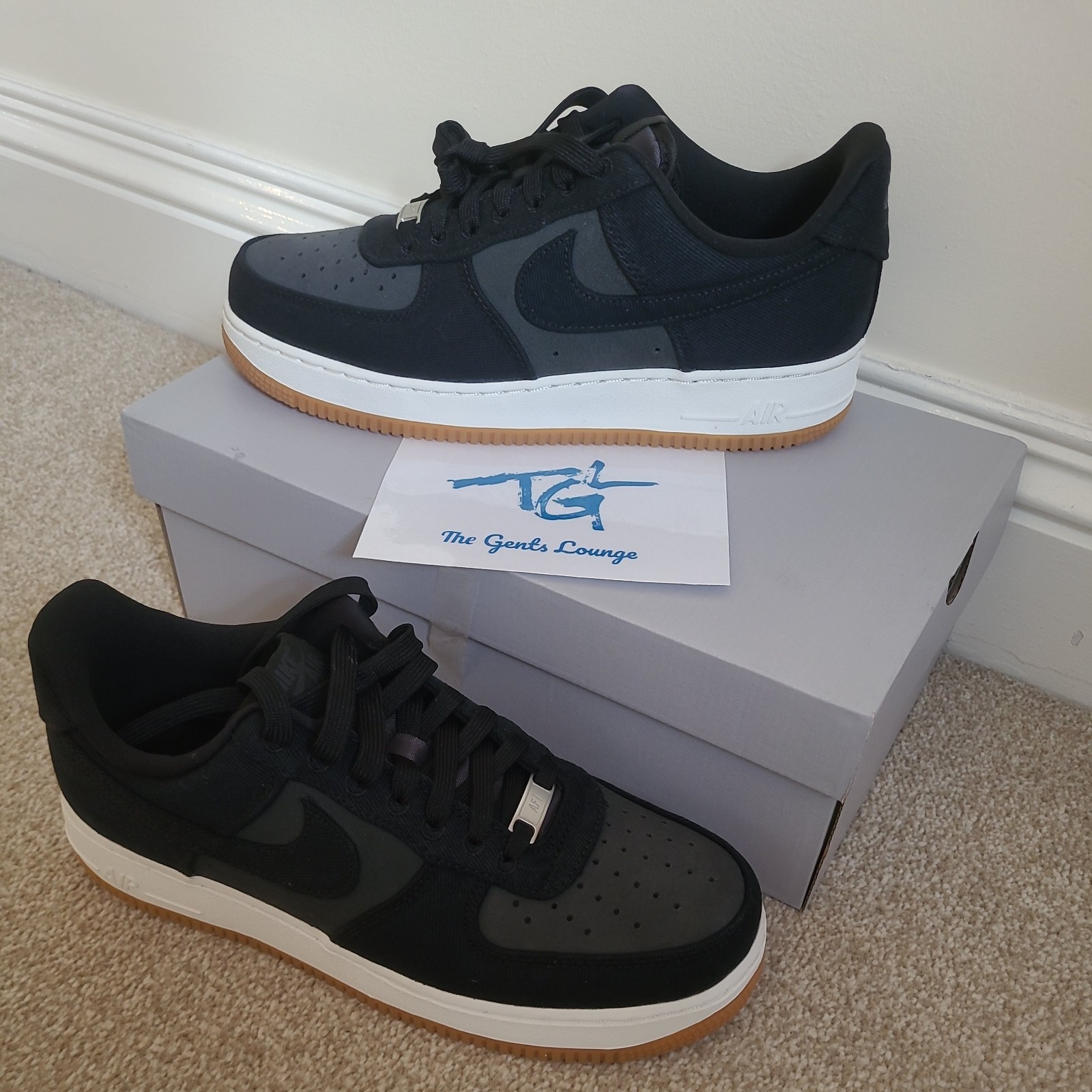 Zapatos para hombre Nike Air Force 1 '07 LV8 'Denim' en negro/gris humo oscuro IR0951 002