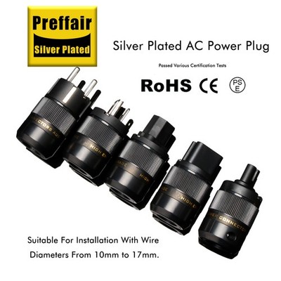 AC Netzstecker EU männlich IEC 320 weiblich Rhodiniert Vergoldet Versilbert
