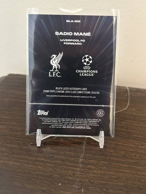 25-25 Topps Chrome UCC Sadio Mane Black Lazer Auto Green #d/99 LIVERPOOL view 5