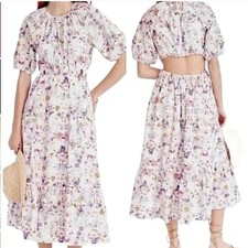 J. Crew Purple Floral Cotton Open Back Cutout Maxi Dress Women’s Sz 2 NWT Boho