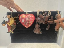 Set Of 6 Christmas Ornaments Incl. Vintage Pier 1 ,And 5 Metal Ones