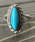 Southwest Vintage 925 Sterling Silver Turquoise Ring Size 5.25 stamped rare