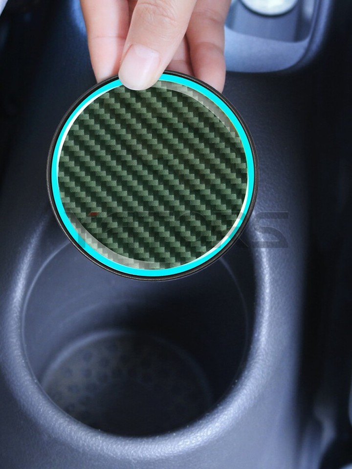 Car LED Coaster   Non Slip Glow In The Dark Mat For Cup Holders   7 Color Interior Lights(2 Pieces - Foto 5