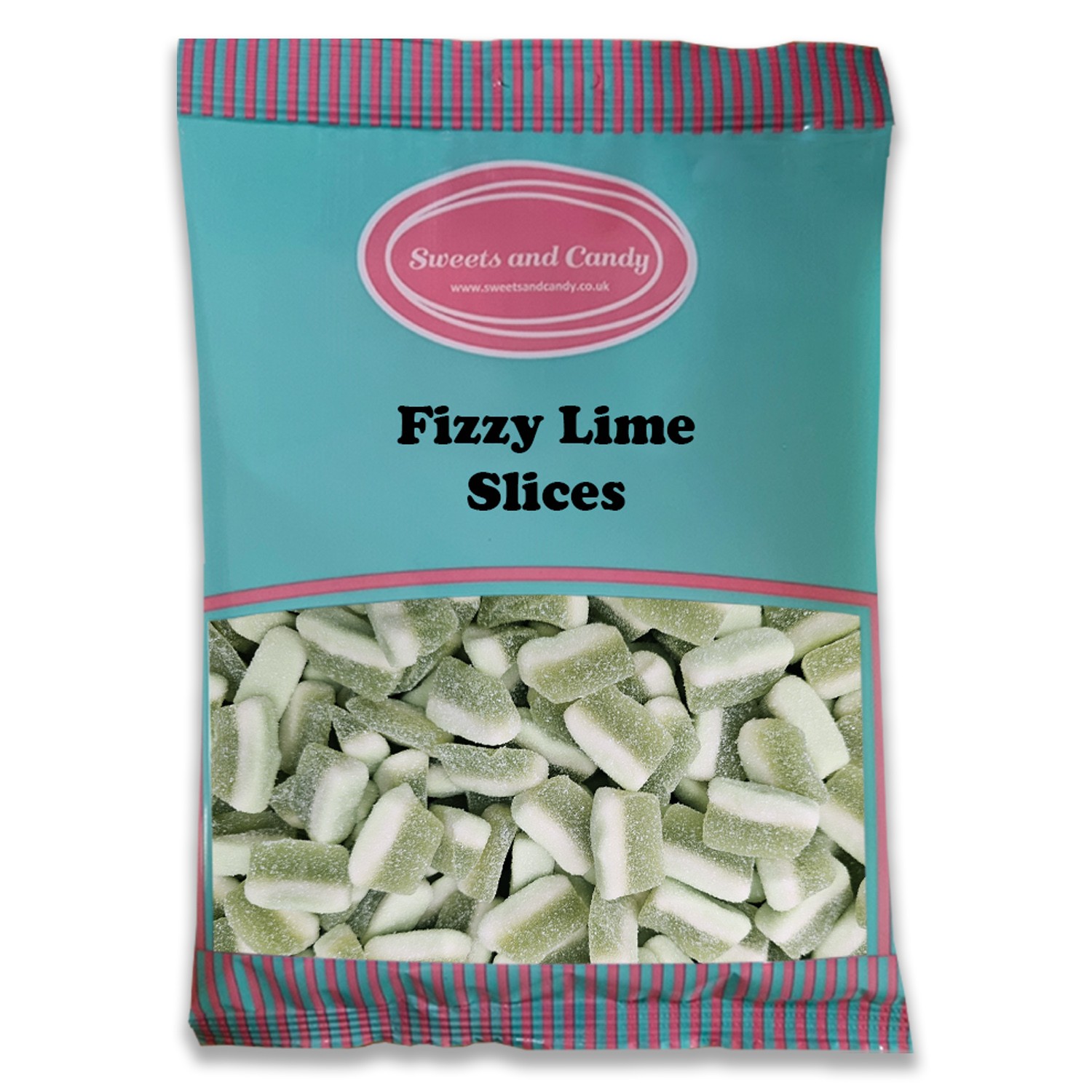 Fizzy Lime Slices 1Kg - Retro Green Lime Flavour Fizzy Jelly Sweets Bulk 1 Kilo