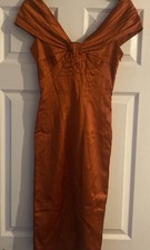 Bardot Orange Karen Millen Short Sexy Stretch satin shorts Mini Short Dress sz 8