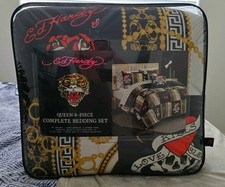 Brand new ed hardy Queen 8 piece complete bedding set.