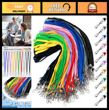 50 Pcs Assorted Color Flat Lanyards for ID Badges with Swivel J Hook Clip - Perf