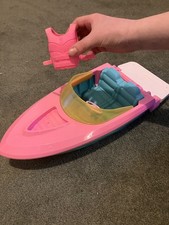 Barbie Holiday Fun Speed Boat 16” Mattel W/Folding Platform