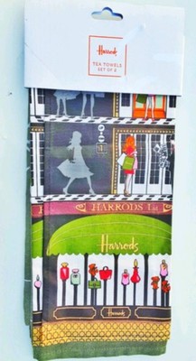 Two Harrods Dept Store Linen Kitchen Tea Towels LONDON ... UNUSED