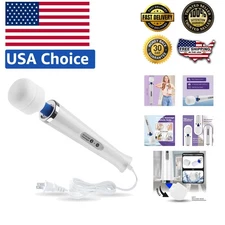 Powerful Handheld Wand Massager with 10 Vibration Settings in Classic White