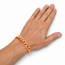 Pure Solid Men Copper Cuban Link Chain Arthritis Pain Relief Wide Rider Bracelet