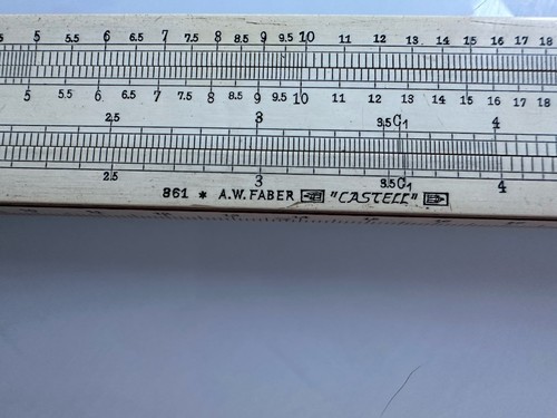 Vintage A.W. Faber-Castell Castell 861 Slide Rule In Original Case ~ DRP 206428 - Foto 12 di 15