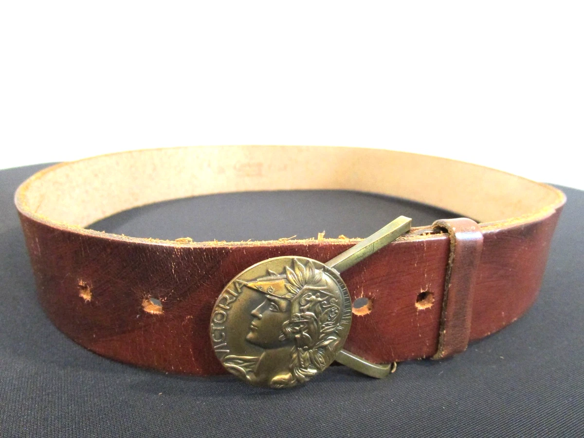 Brown vintage Leather Women\'s Belt with Decorative Multicolor Medallion size 32 Brown Medallion Belt – Farm Girls Fancy Frills main image 2