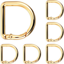 5 PCS D Rings for Purse, 1.18 Inch D Ring Clip, Gold Metal Keyring Clip for Keyc