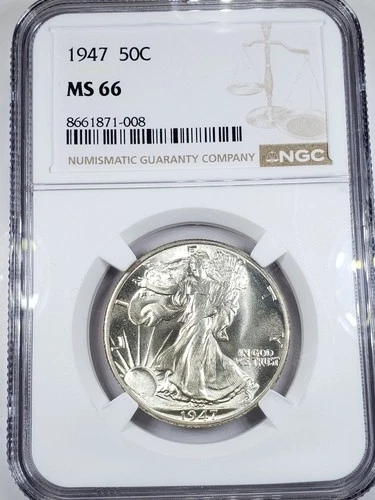 1947 50c Walking Liberty Half - NGC MS66 -