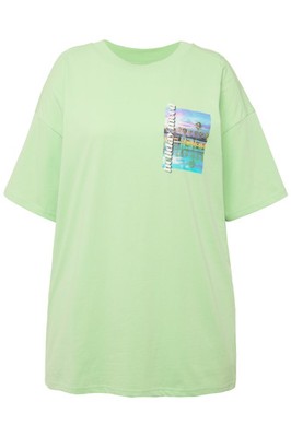 Studio Untold große Größen Shirt S helles grün Oversize Shirt Palmenprints