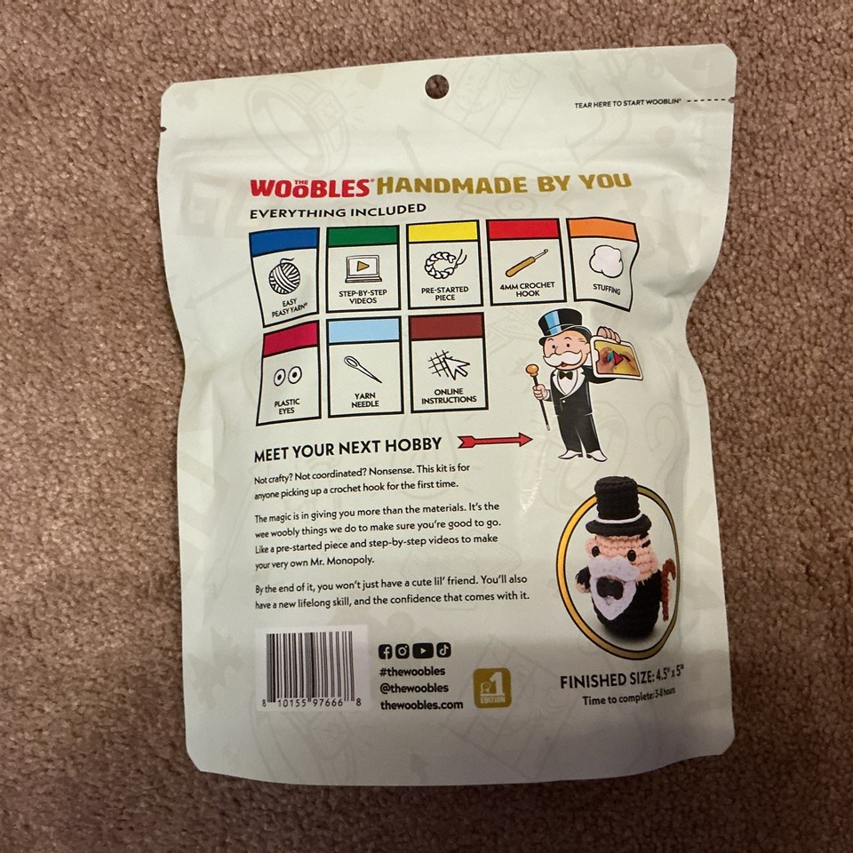 The Woobles Mr. Monopoly Learn to Crochet Kit 2026 McDonalds Prize | eBay