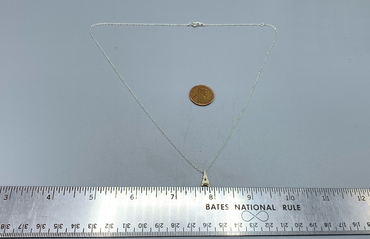 Sterling Silver Eiffel Tower Pendant Necklace View 6