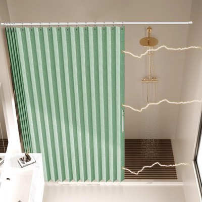 Ajazz Magnetic Folding Shower Curtains Fabric Polyester Material Waterproof