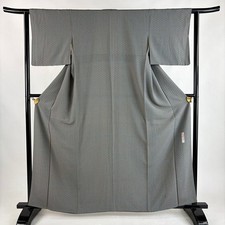 JAPANESE KIMONO FINE PATTERN ASH BROWN 161cm 5 ft 3 in PURE SILK FF11122