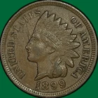 1899 Indian Head Cent Choice Extremely Fine XF+ Coin, Scratch #42853