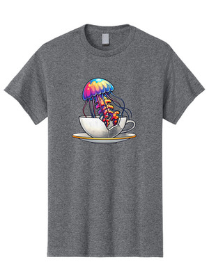 Cup-Jellyfish Mens Graphic Tee, 100% Cotton, Casual Summer Wear