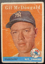 1958 Topps Baseball Gil McDougald #20 NY Yankees Green Sliver Variation/Print
