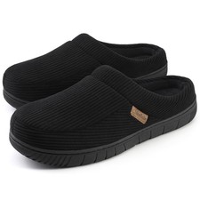 Slippers for Men House Shoes Bedroom Slip On Indoor Memory Foam, Black, Size ...