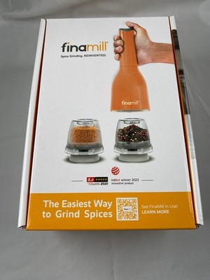 FinaMill Electric Spice Grinder w Pods Orange New Open Box Battery Powered