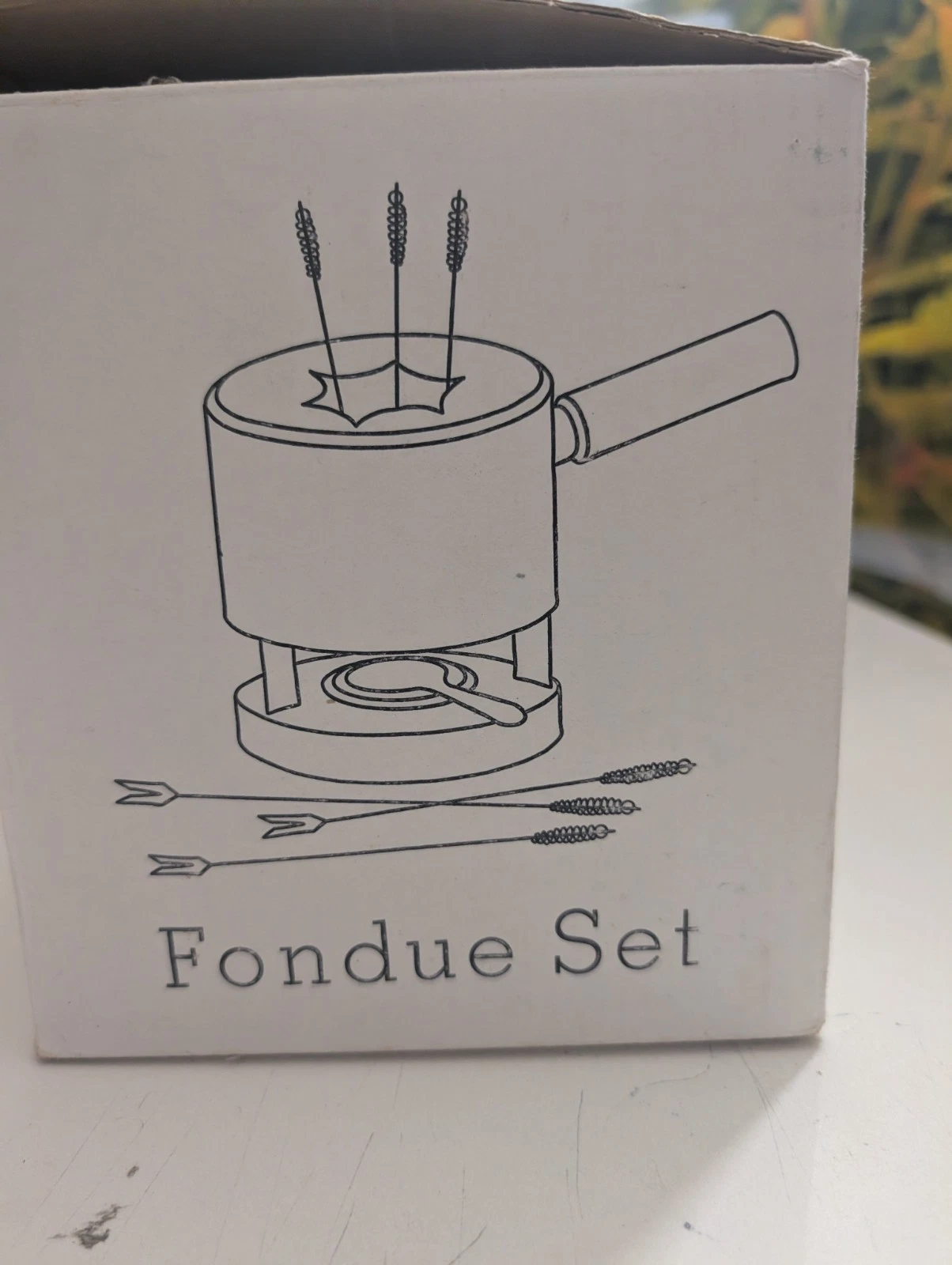 New 6-Piece Red Enamel Cast Iron Meat/Cheese Fondue Set