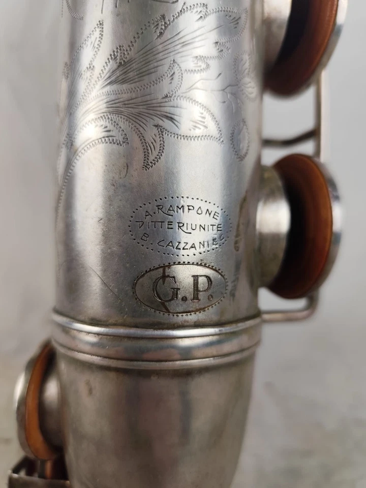 Agostino Rampone Milano Sassofono Contralto Argentato Custodia Originale Sax - Immagine 4 di 4