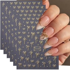 Golden Bow Nail Art Stickers Decals Cute Bow Tie Valentines golden bow tie