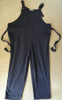 WOOLOVERS STRETCH JERSEY DUNGAREES Size XL WOMEN's ARTY COTTON BLUE Belted