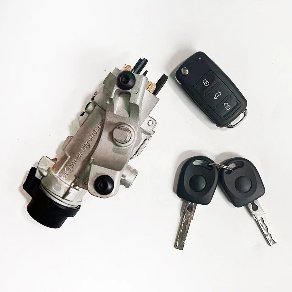 FOR 1998-2009 Audi A4 Quattro Ignition Lock Cylinder Assembly With Key Shells - Image 2 of 4