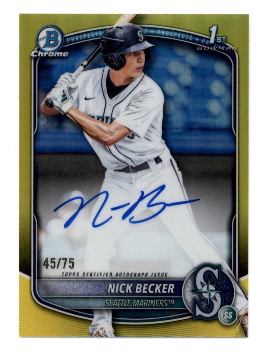 2025 Bowman Chrome Draft - Nick Becker 1st Yellow Refractor Autograph 45/75