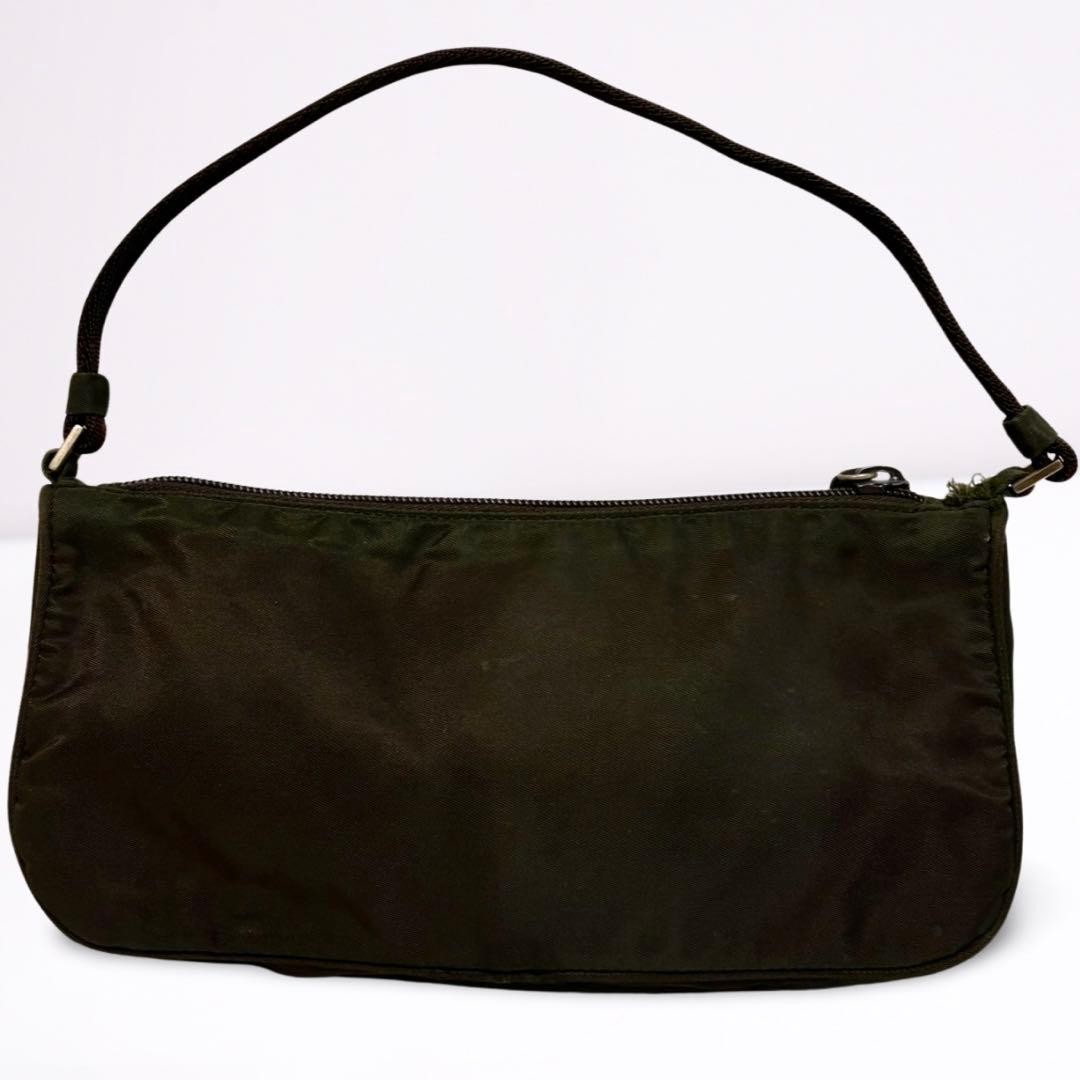 PRADA Accessory Pouch Nylon Triangle Logo Khaki thumbnail 3