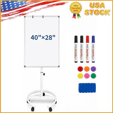 40'' 28'' Portable Rolling Whiteboard with Stand, for Office, Classroom, Home
