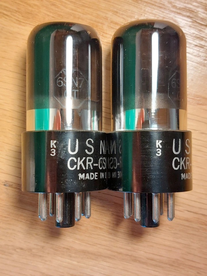 Pair of Ken-Rad USN CKR 6SN7GT VT-231 1943 Black Glass Tubes #3 ~microphonic - Image 2 of 4