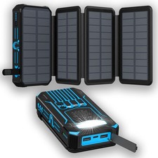 4 Panel Solar Power Bank Pack 36800mAh Battery Fast Charger For Phone Camping