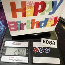 FTD HAPPY BIRTHDAY RECTANGULAR PLANTER CONTAINER VASE pride rainbow colors ivory