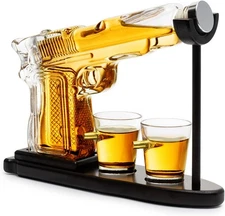 Christmas Birthday Pistol Gifts for Men Whiskey Gun Decanter Set+2 Bullet Glasse