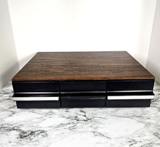 Vintage 3 Drawer 36 Audio Cassette Tape Storage Holder Case Wood Grain Kenmark